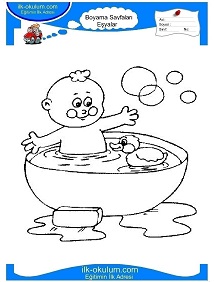 Çocuklar İçin Küvet-Banyo Boyama Sayfaları 